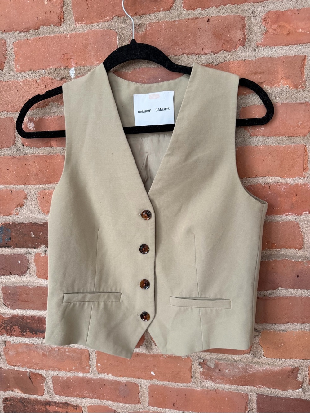 SAMSOE Samsøe Sand-Beige Tailored Vest USA small